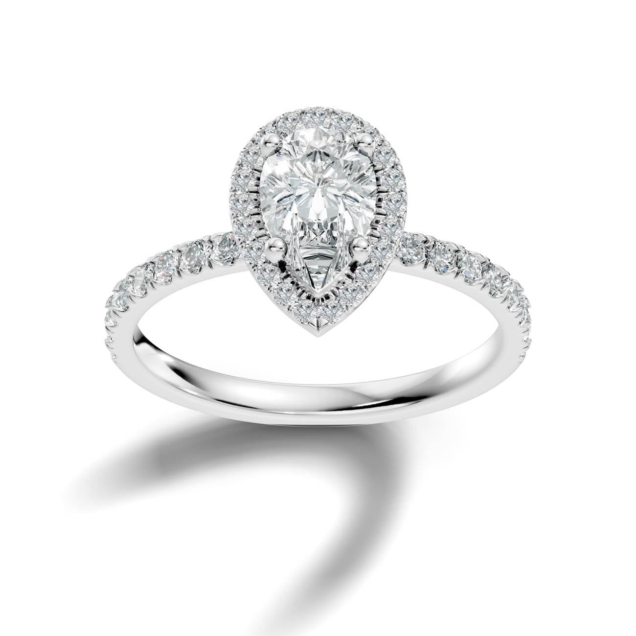 .50-1.50 Ct. Pear-Shaped Diamond Halo Ring with Diamond-Accented Band (ja17-f) 11
