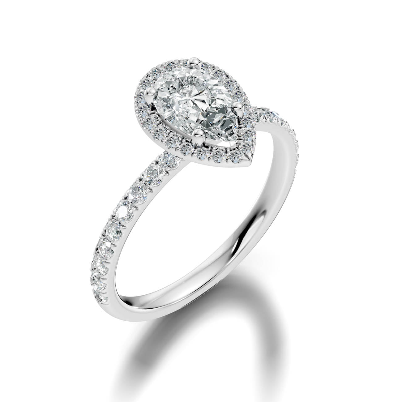 .50-1.50 Ct. Pear-Shaped Diamond Halo Ring with Diamond-Accented Band (ja17-f) 13