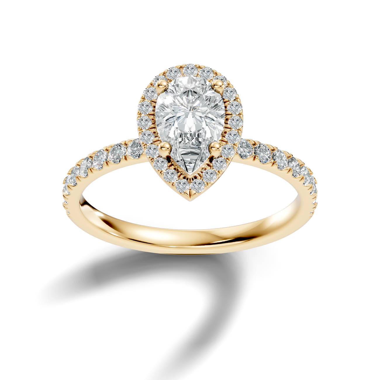 .50-1.50 Ct. Pear-Shaped Diamond Halo Ring with Diamond-Accented Band (ja17-f) 4