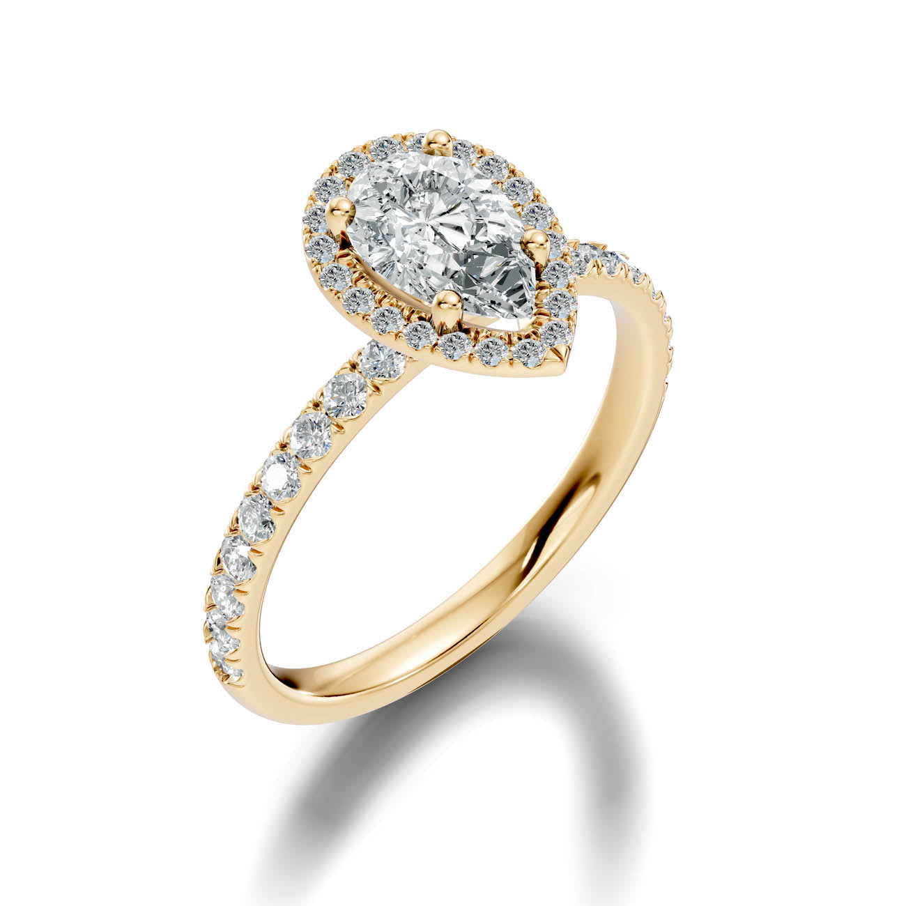 .50-1.50 Ct. Pear-Shaped Diamond Halo Ring with Diamond-Accented Band (ja17-f)