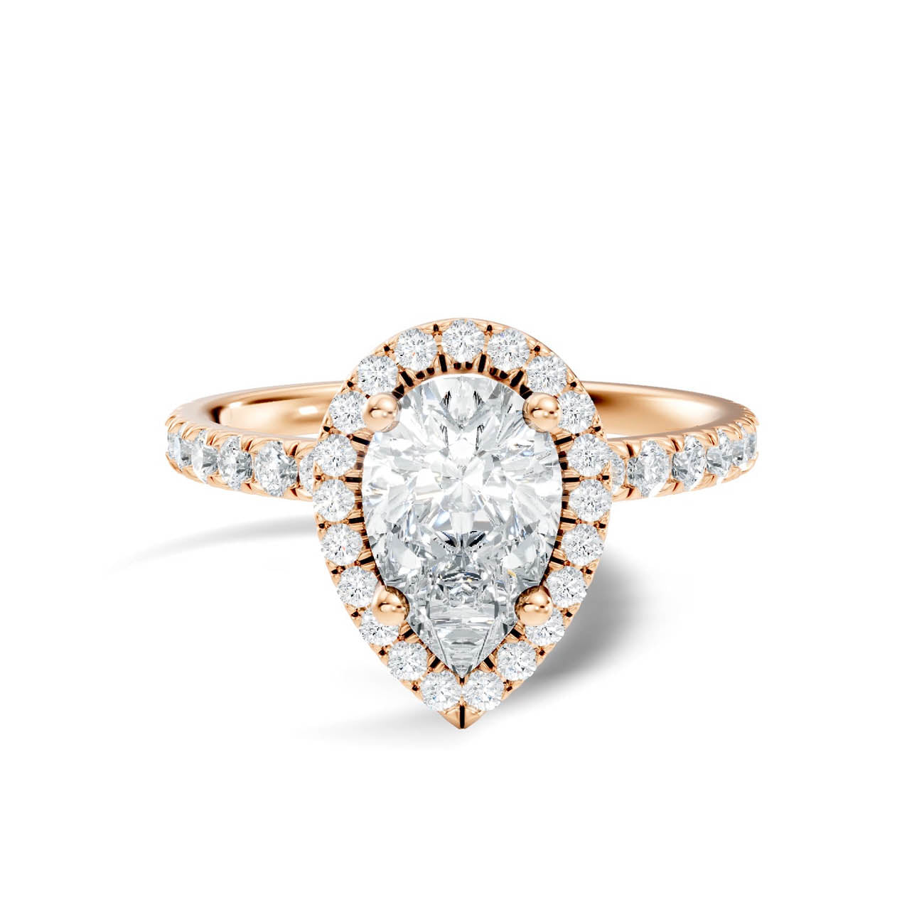 .50-1.50 Ct. Pear-Shaped Diamond Halo Ring with Diamond-Accented Band (ja17-f) 7
