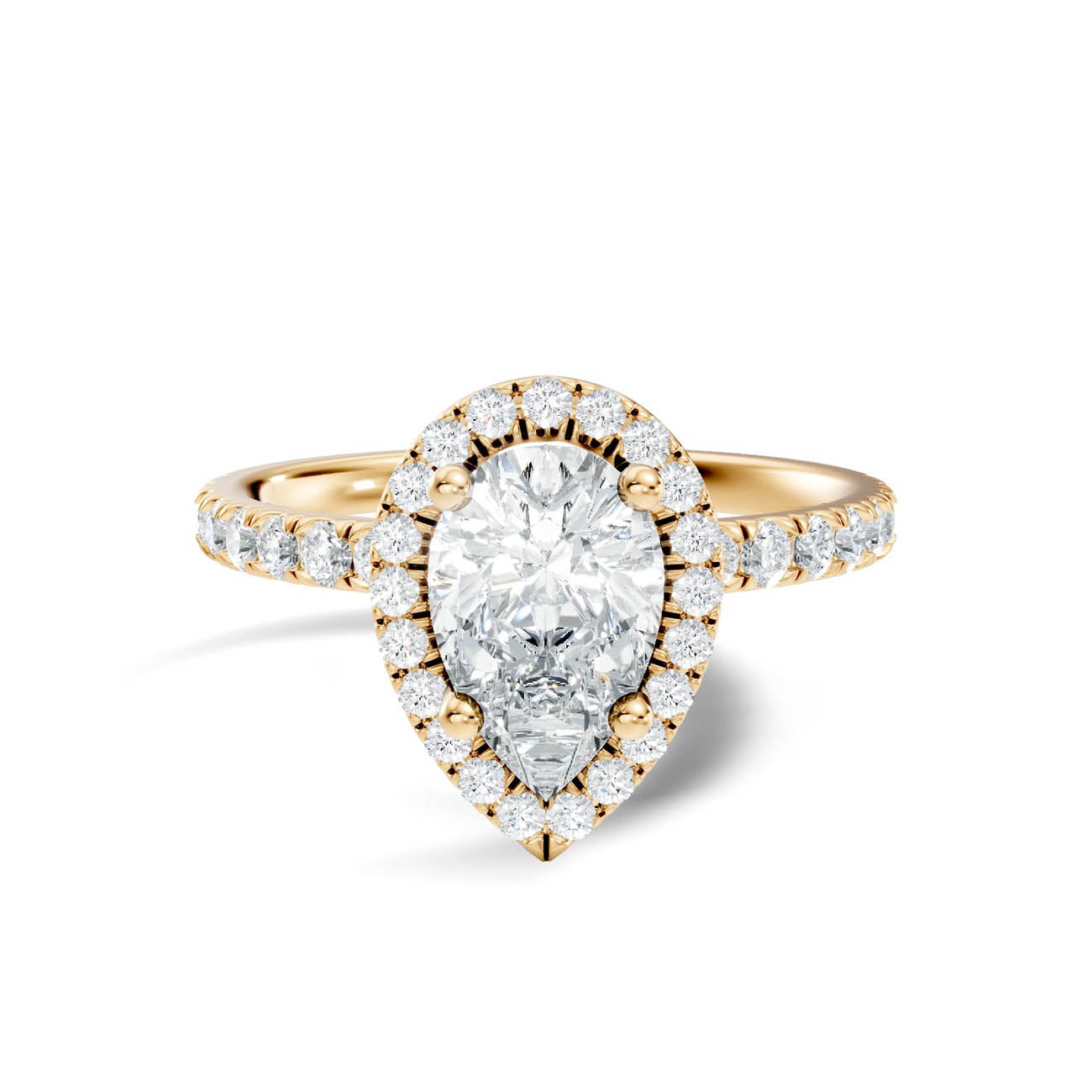 .50-1.50 Ct. Pear-Shaped Diamond Halo Ring with Diamond-Accented Band (ja17-f) 3