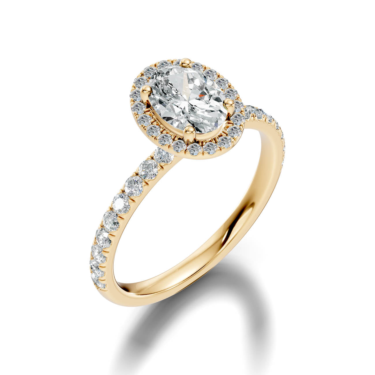 .50-1.50 Ct. Oval Diamond Halo Ring with Diamond-Accented Band (ja17-e)