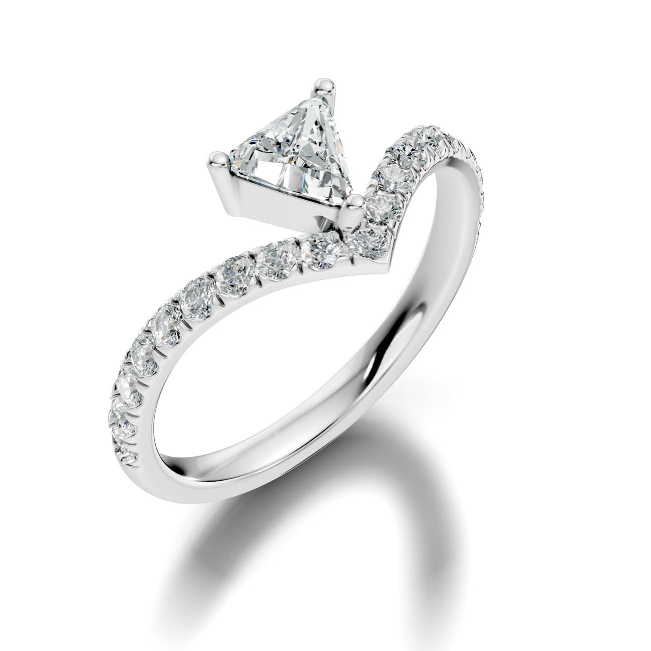.92 Ct. Trillion Cut Diamond Chevron Pavé Ring (20-f) 13