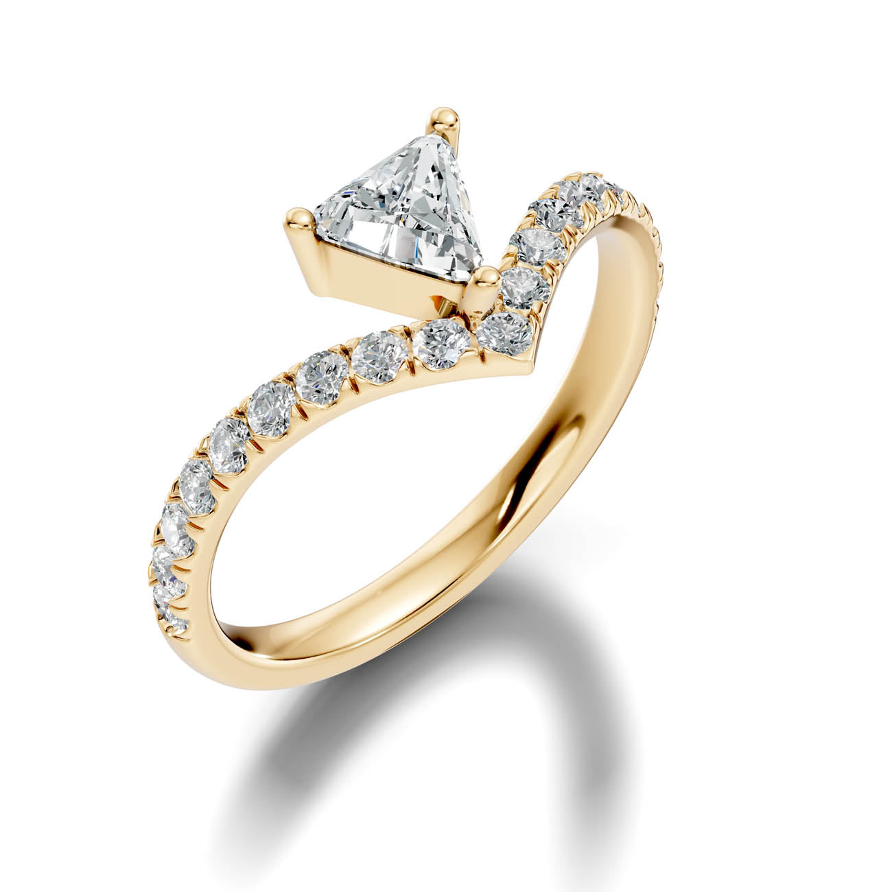 .92 Ct. Trillion Cut Diamond Chevron Pavé Ring (20-f)