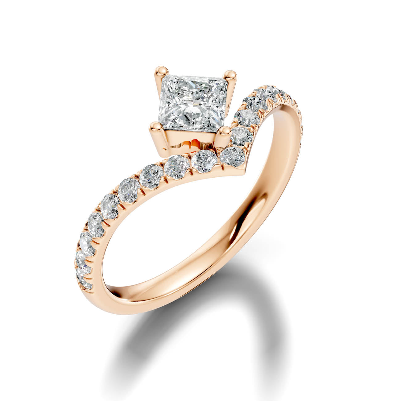 .92 Ct. Princess Cut Diamond Chevron Pavé Engagement Ring (20-g) 9