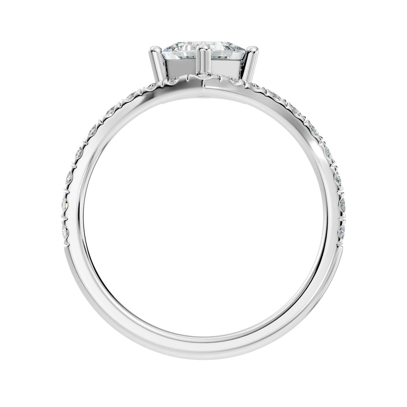 .92 Ct. Princess Cut Diamond Chevron Pavé Engagement Ring (20-g) 11