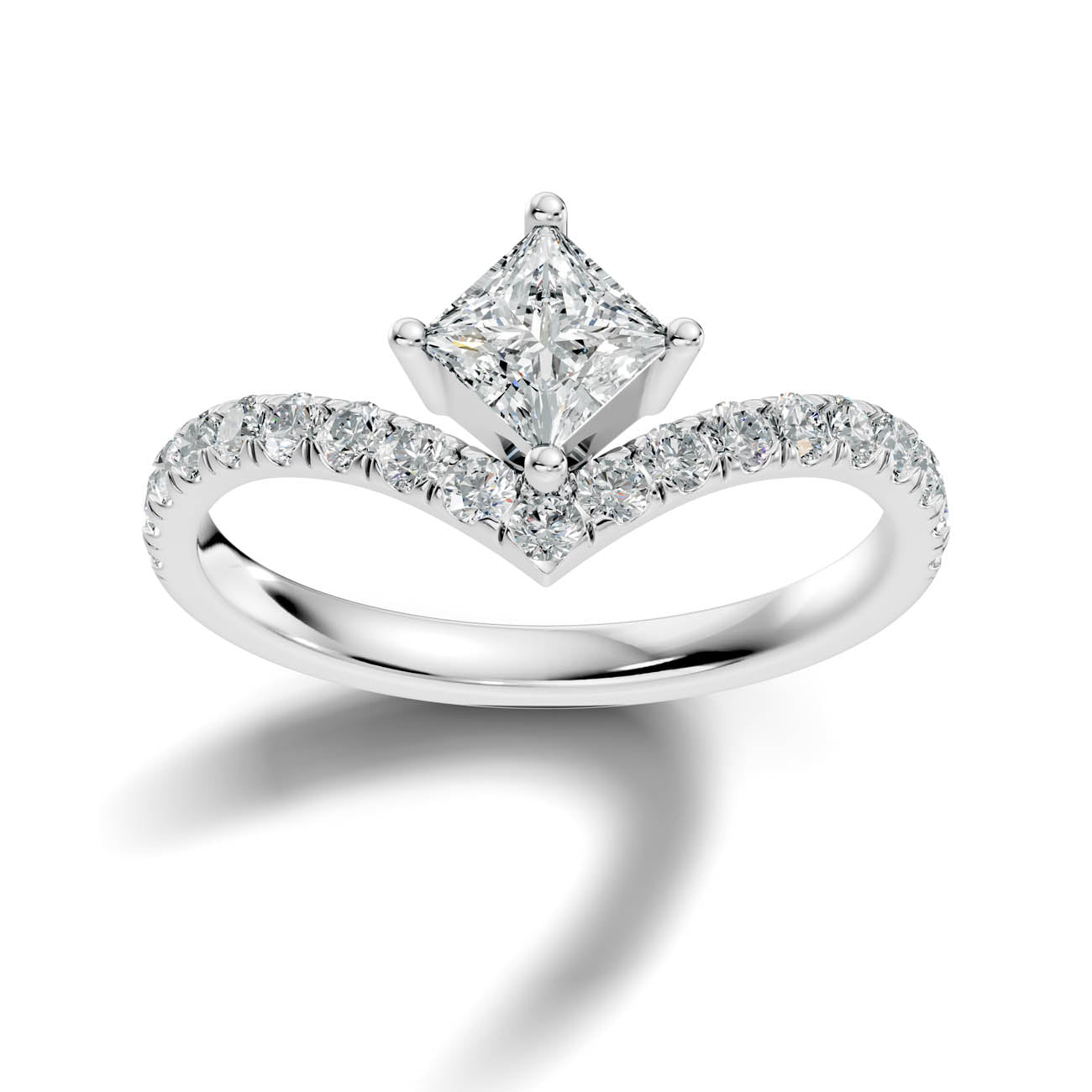 .92 Ct. Princess Cut Diamond Chevron Pavé Engagement Ring (20-g)