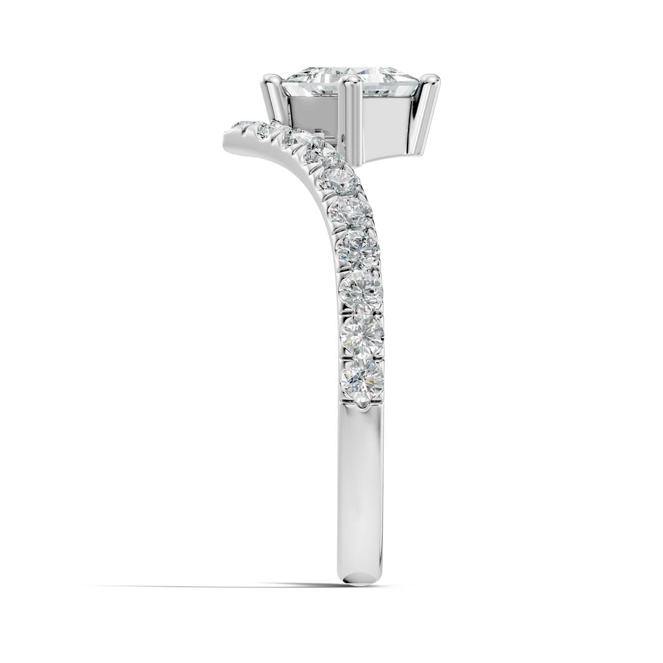 .92 Ct. Princess Cut Diamond Chevron Pavé Engagement Ring (20-g) 12