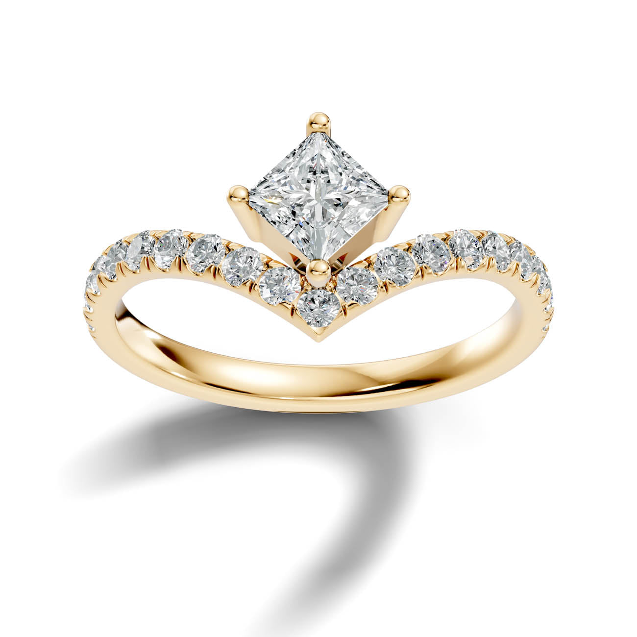 .92 Ct. Princess Cut Diamond Chevron Pavé Engagement Ring (20-g) 4
