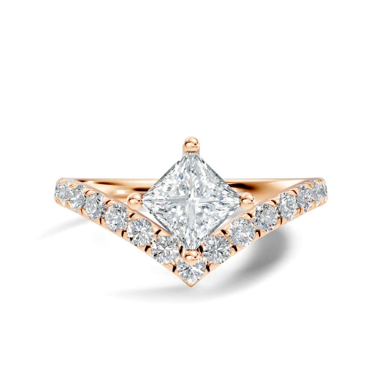 .92 Ct. Princess Cut Diamond Chevron Pavé Engagement Ring (20-g) 6