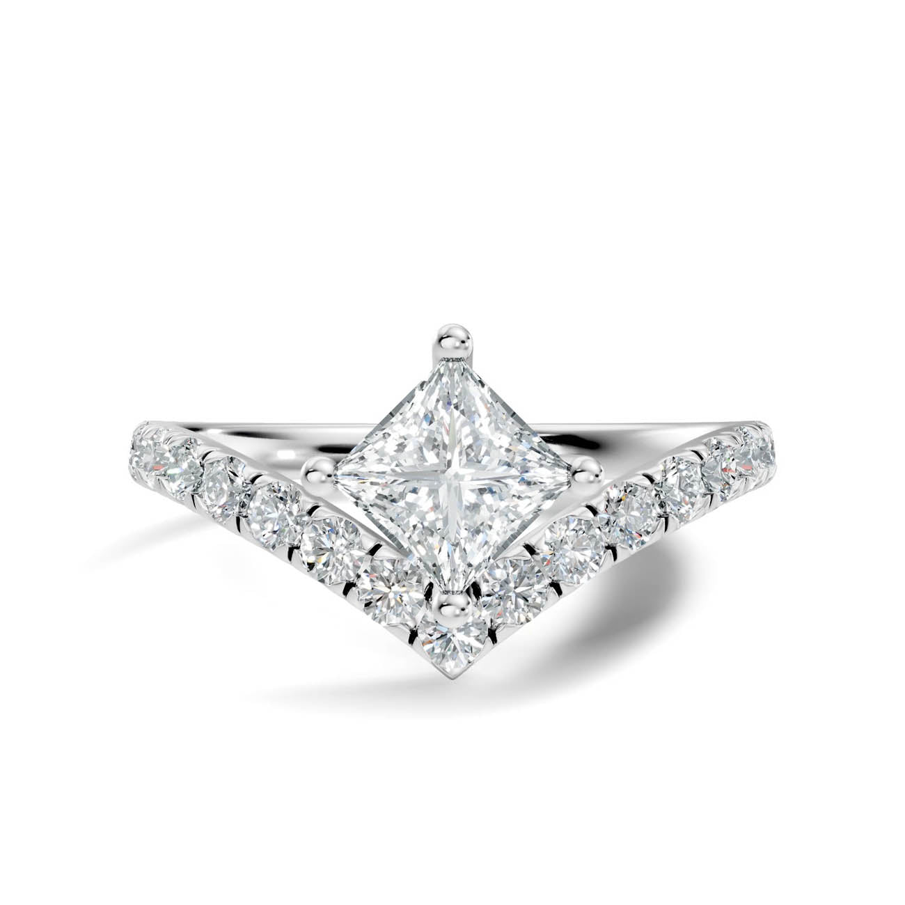 .92 Ct. Princess Cut Diamond Chevron Pavé Engagement Ring (20-g) 10