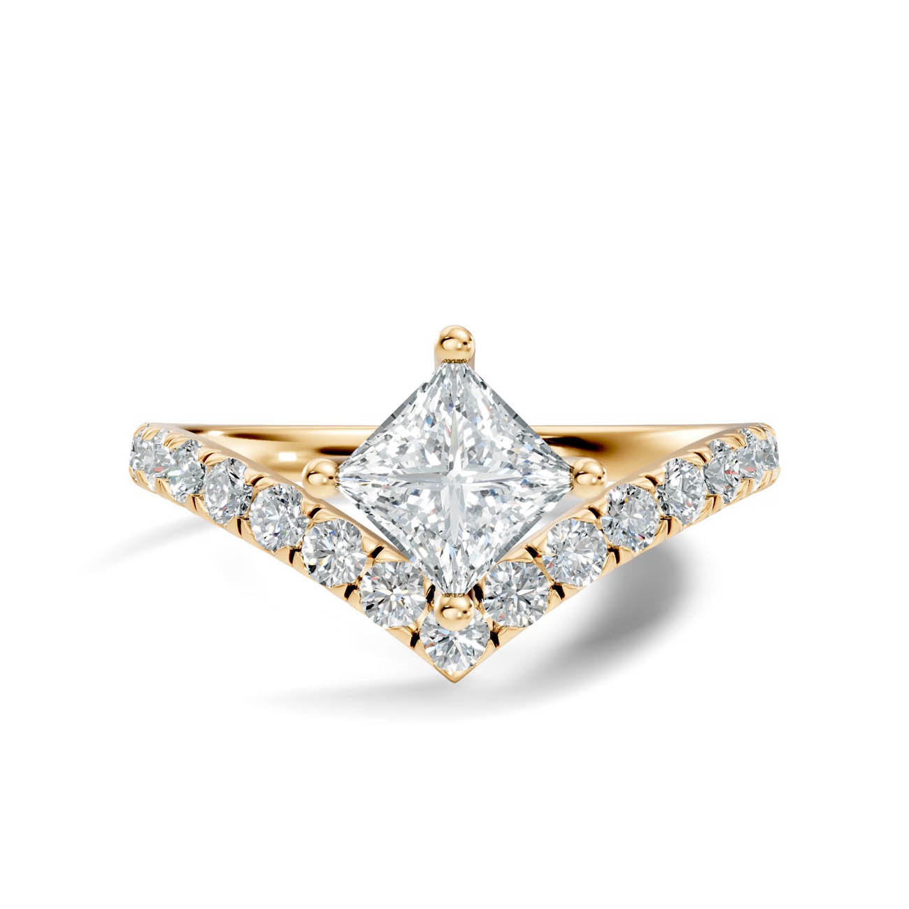 .92 Ct. Princess Cut Diamond Chevron Pavé Engagement Ring (20-g) 3