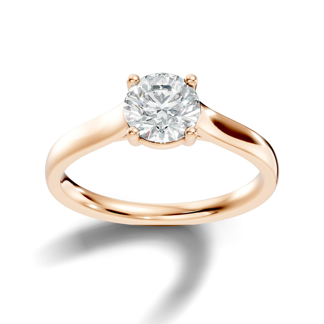 1.00 Ct. Round Brilliant Cut Diamond Solitaire Ring with Tapered Band (22-a) 7