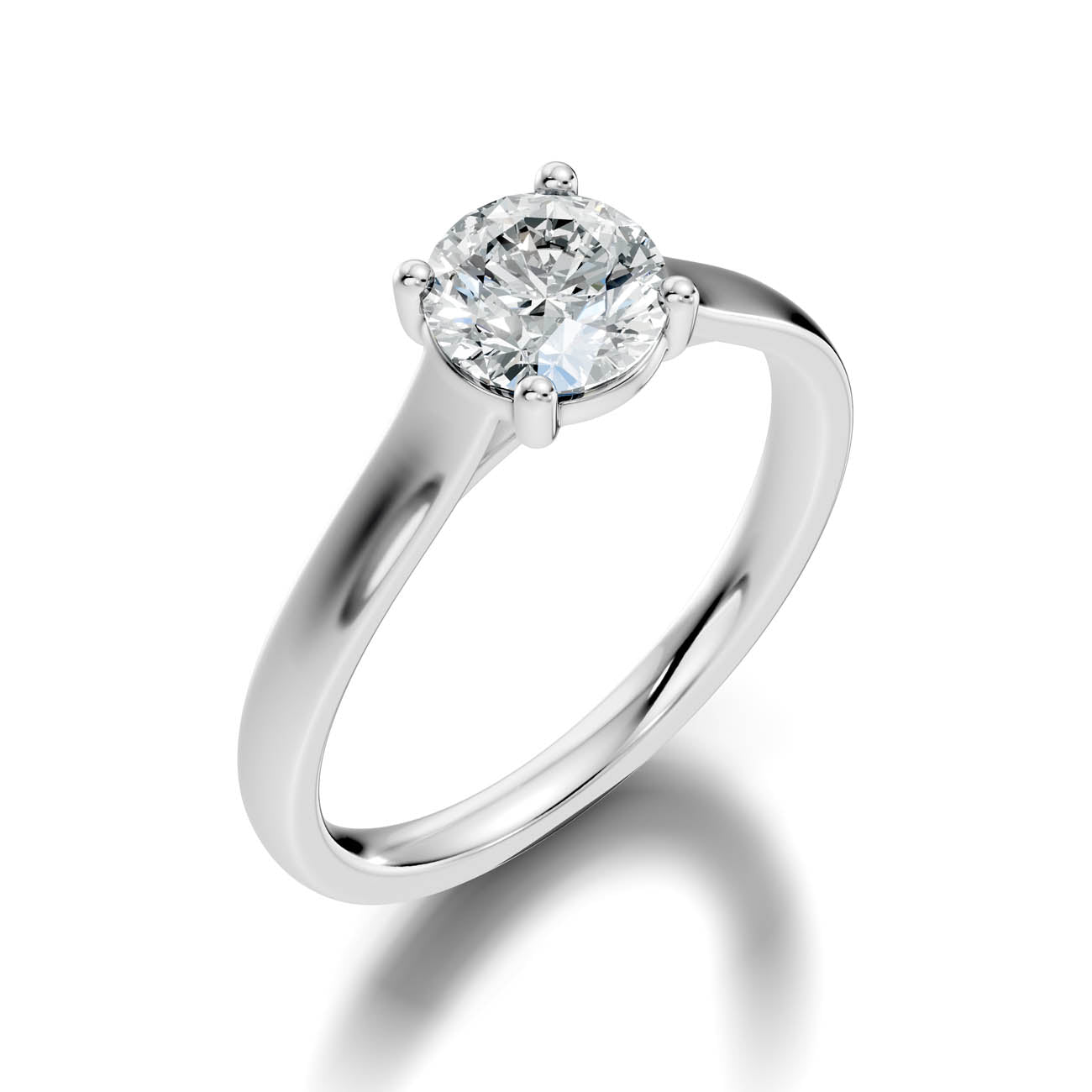 1.00 Ct. Round Brilliant Cut Diamond Solitaire Ring with Tapered Band (22-a) 13