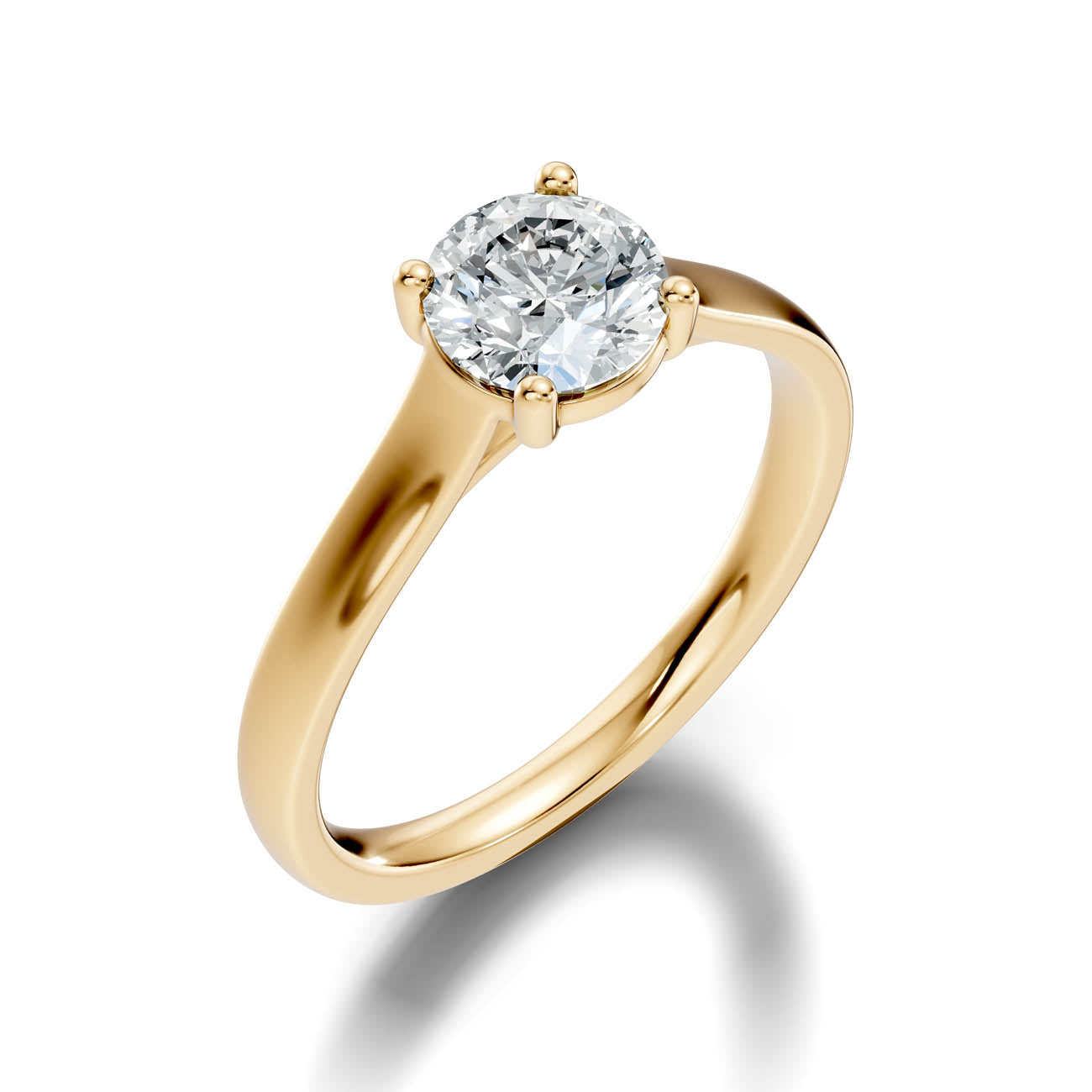 1.00 Ct. Round Brilliant Cut Diamond Solitaire Ring with Tapered Band (22-a)