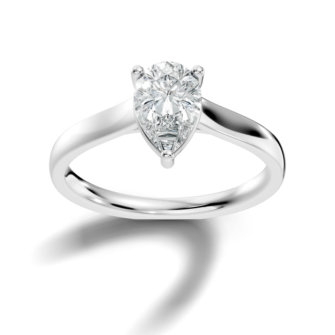 1.00 Ct. Pear Cut Diamond Solitaire Ring with Classic Four-Prong Setting (22-d)