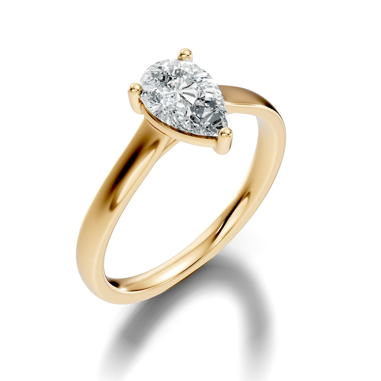 1.00 Ct. Pear Cut Diamond Solitaire Ring with Classic Four-Prong Setting (22-d)