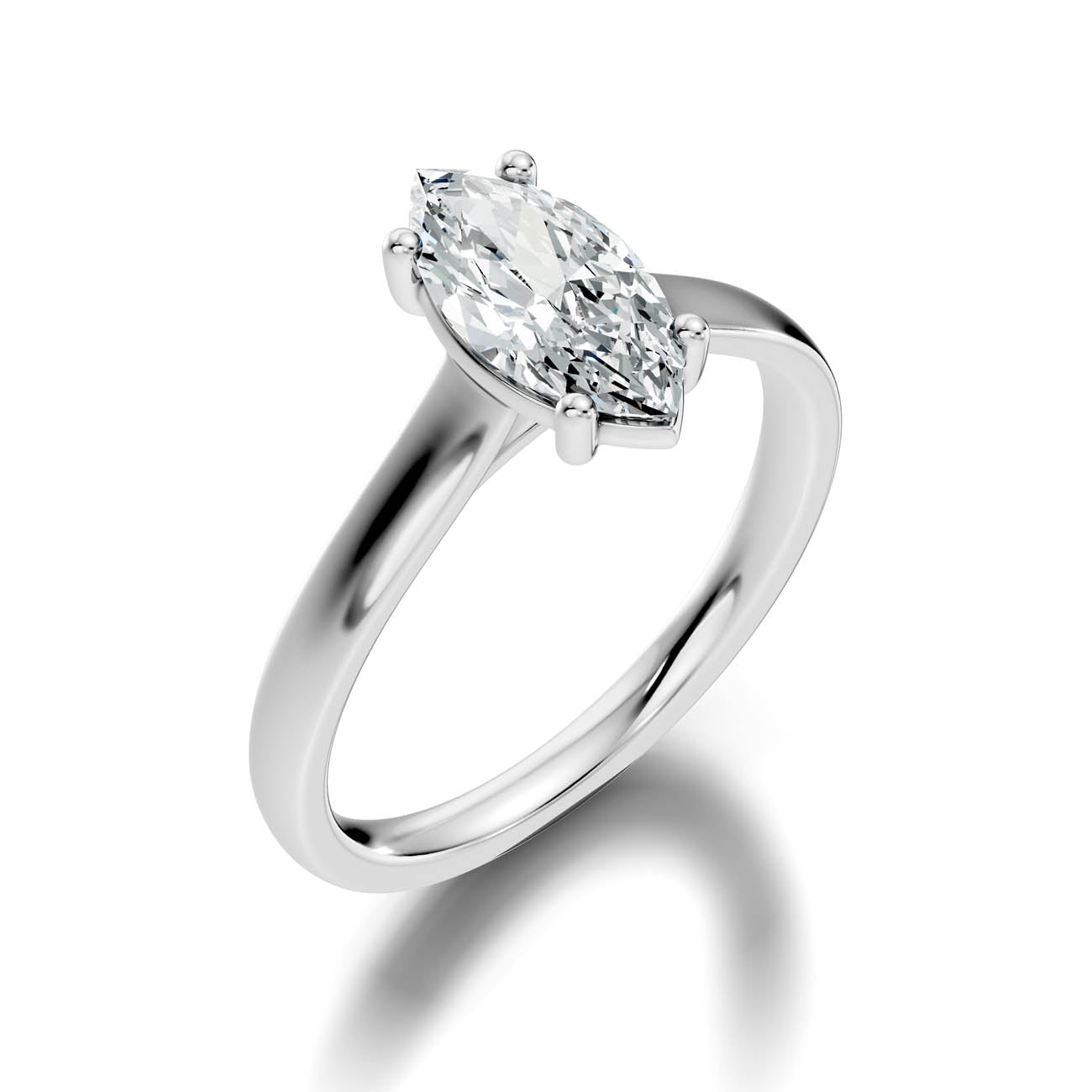 1.00 Ct. Marquise Cut Diamond Solitaire Ring with Four-Prong Setting (22-e) 13