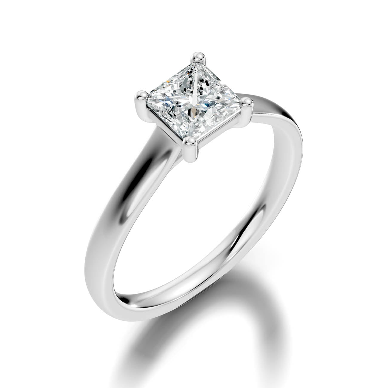 1.00 Ct. Princess Cut Diamond Solitaire Ring with Four-Prong Setting (22-f) 13