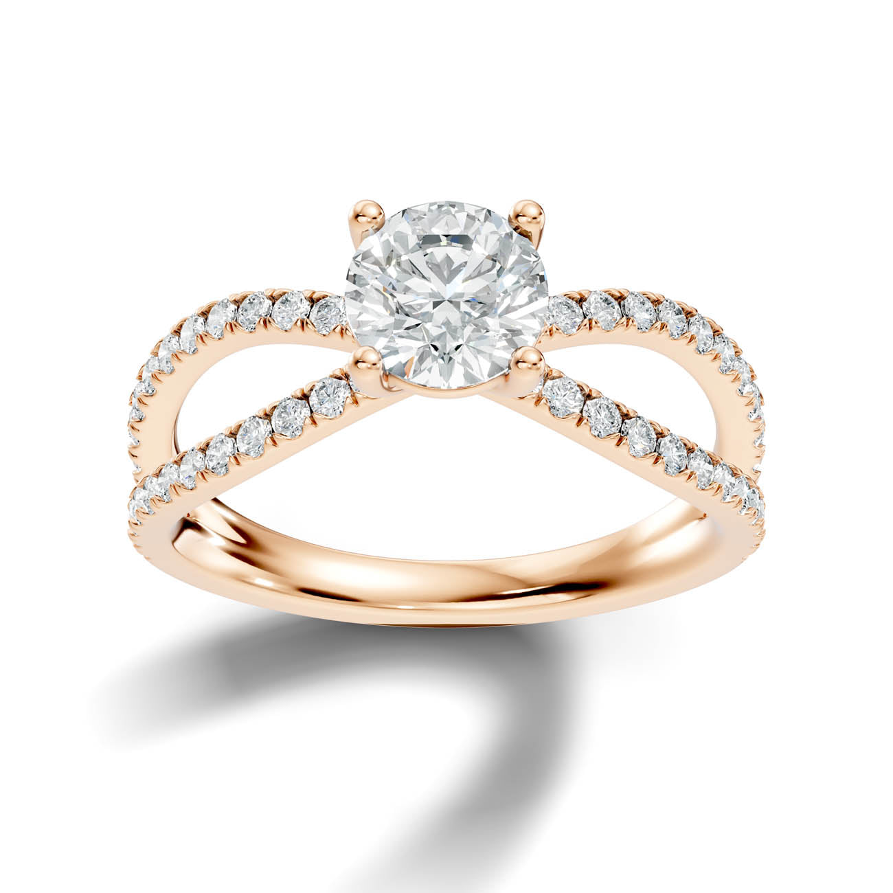 1.40 Ct. Round Diamond Ring with Criss-Cross Pavé Band (23-a) 7