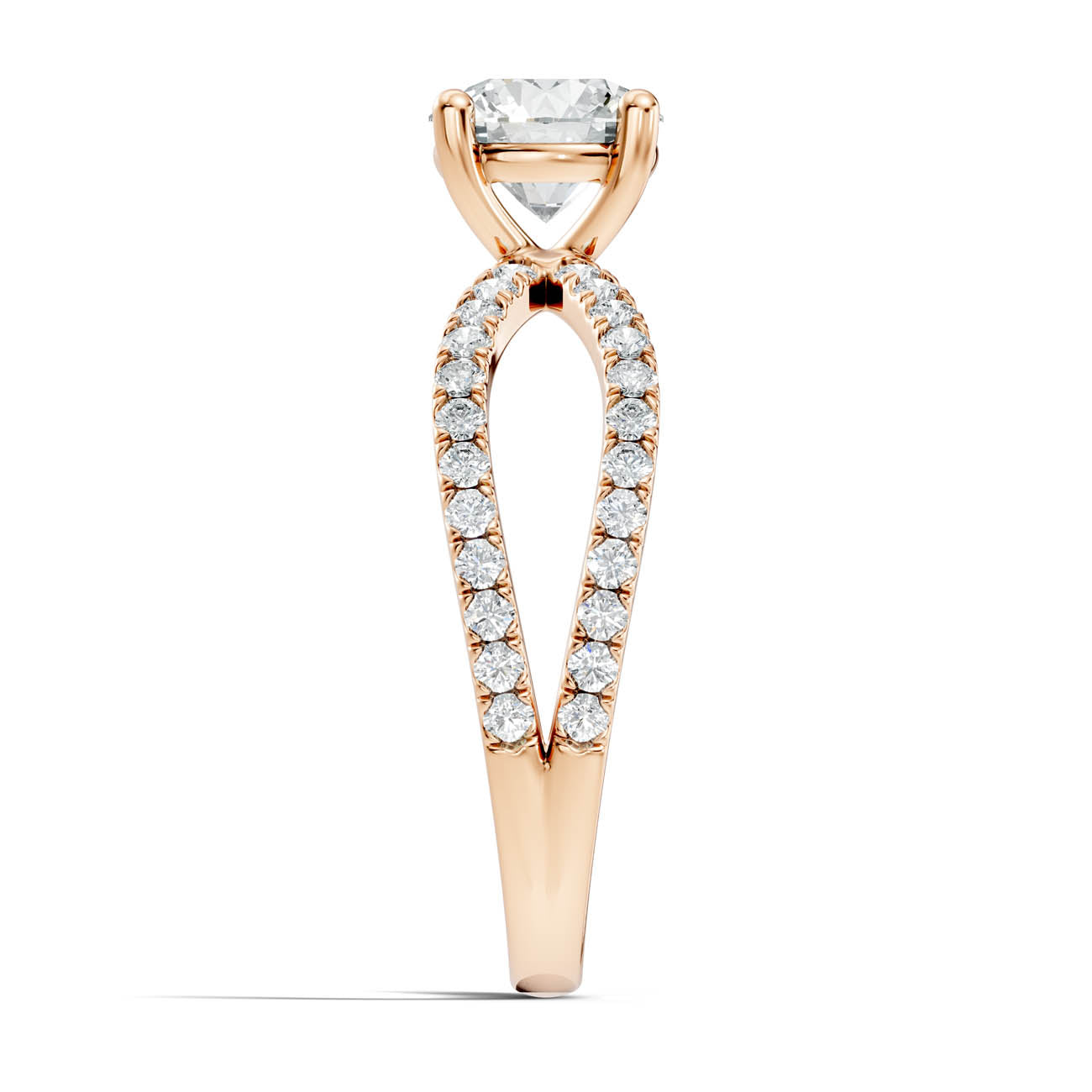 1.40 Ct. Round Diamond Ring with Criss-Cross Pavé Band (23-a) 8