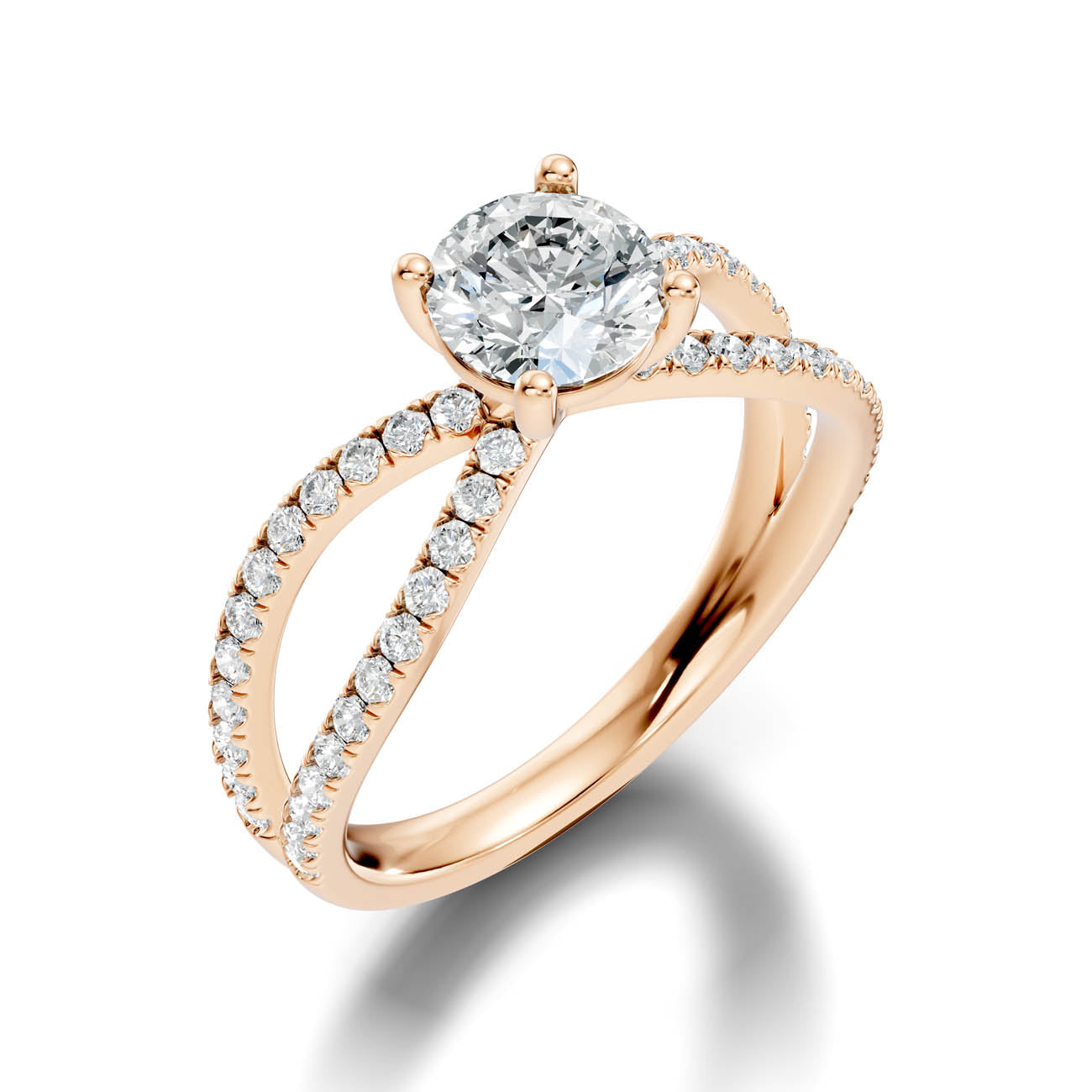 1.40 Ct. Round Diamond Ring with Criss-Cross Pavé Band (23-a) 9