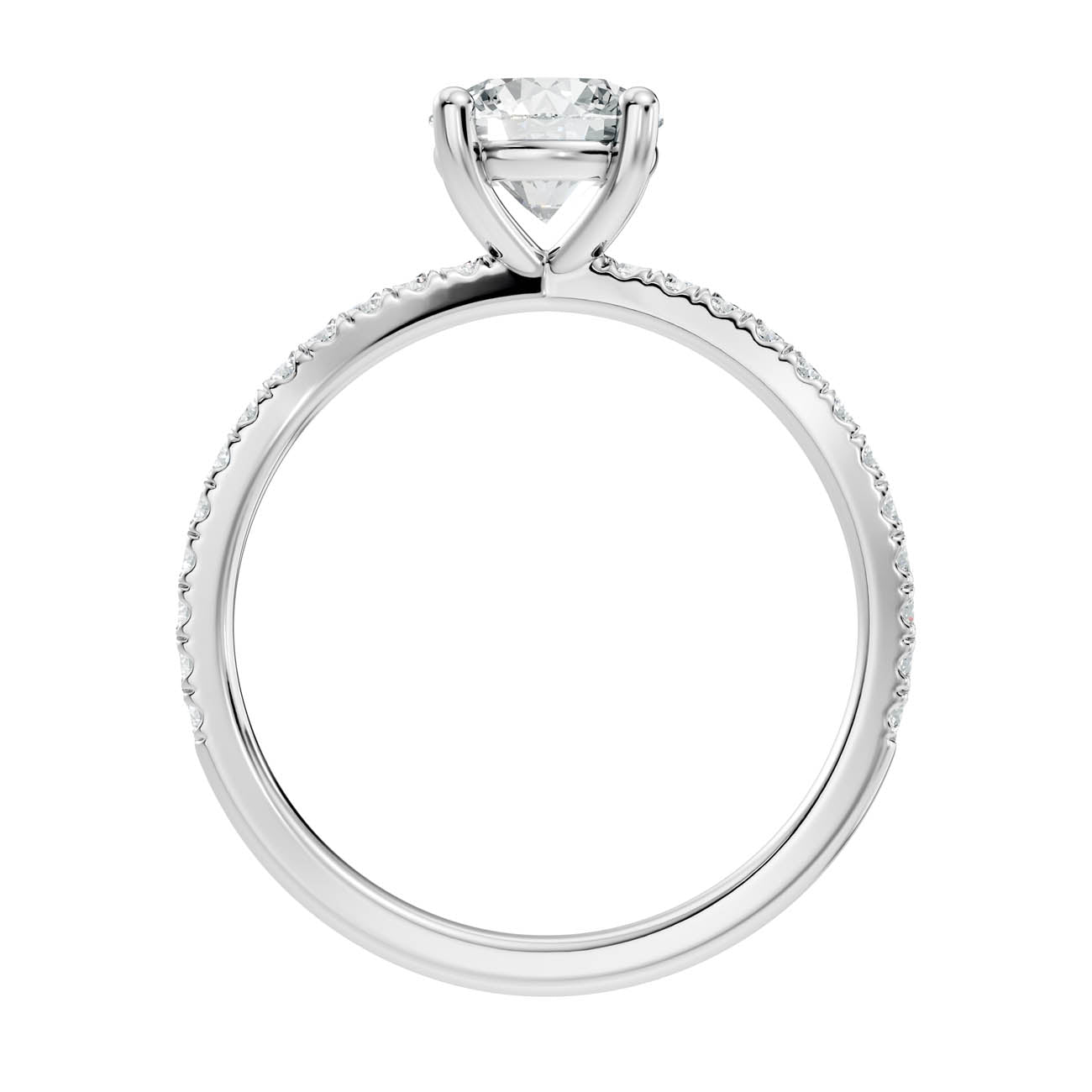 1.40 Ct. Round Diamond Ring with Criss-Cross Pavé Band (23-a) 11