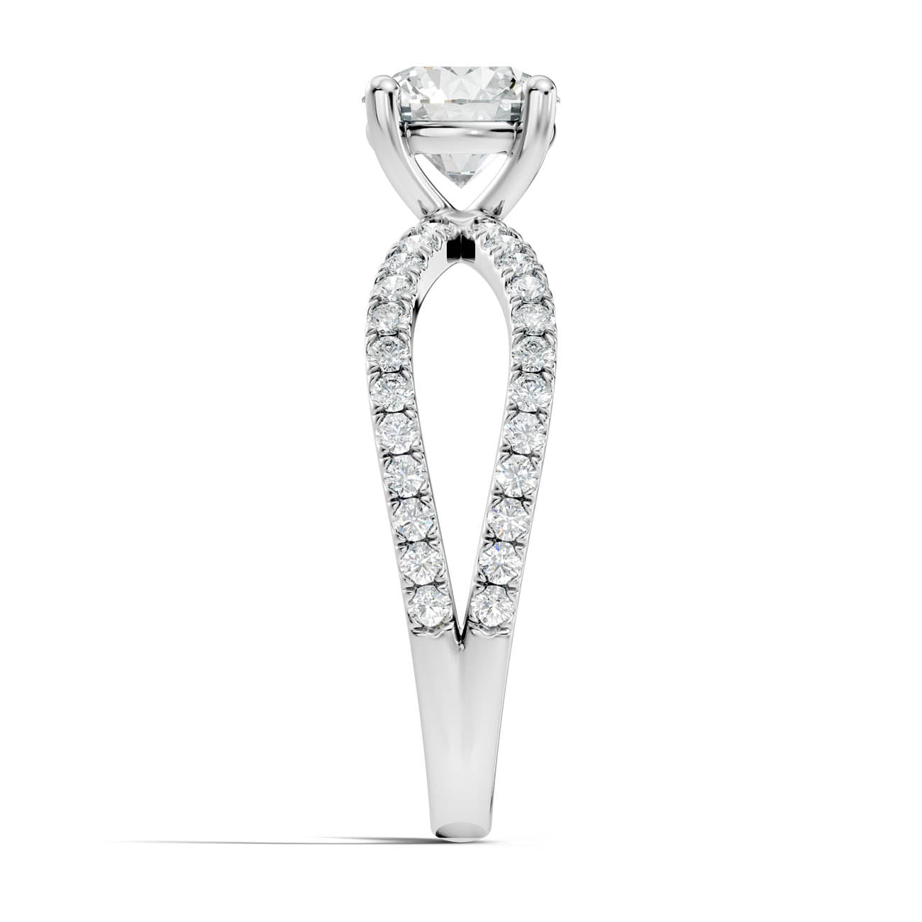 1.40 Ct. Round Diamond Ring with Criss-Cross Pavé Band (23-a) 12