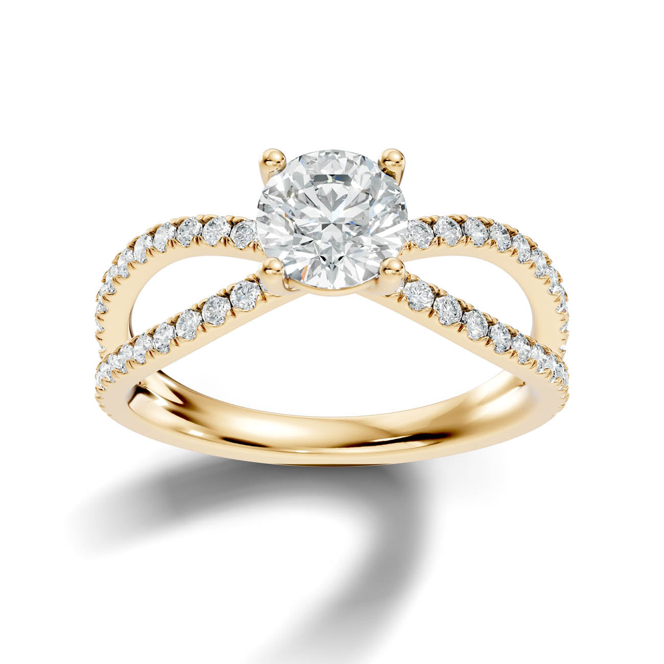 1.40 Ct. Round Diamond Ring with Criss-Cross Pavé Band (23-a) 4