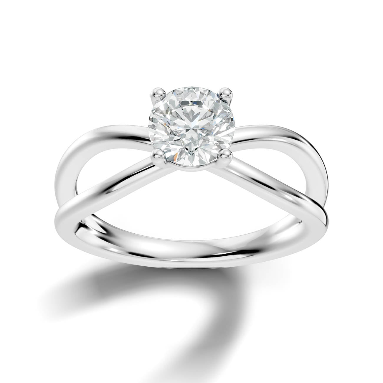 1.00 Ct. Round Brilliant Diamond Crossover Solitaire Ring (23-a copy)