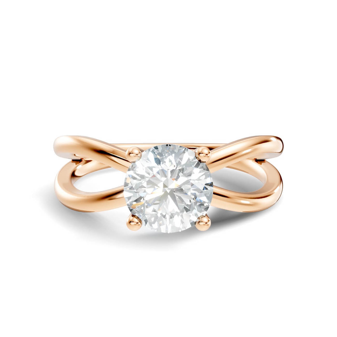1.00 Ct. Round Brilliant Diamond Crossover Solitaire Ring (23-a copy) 6