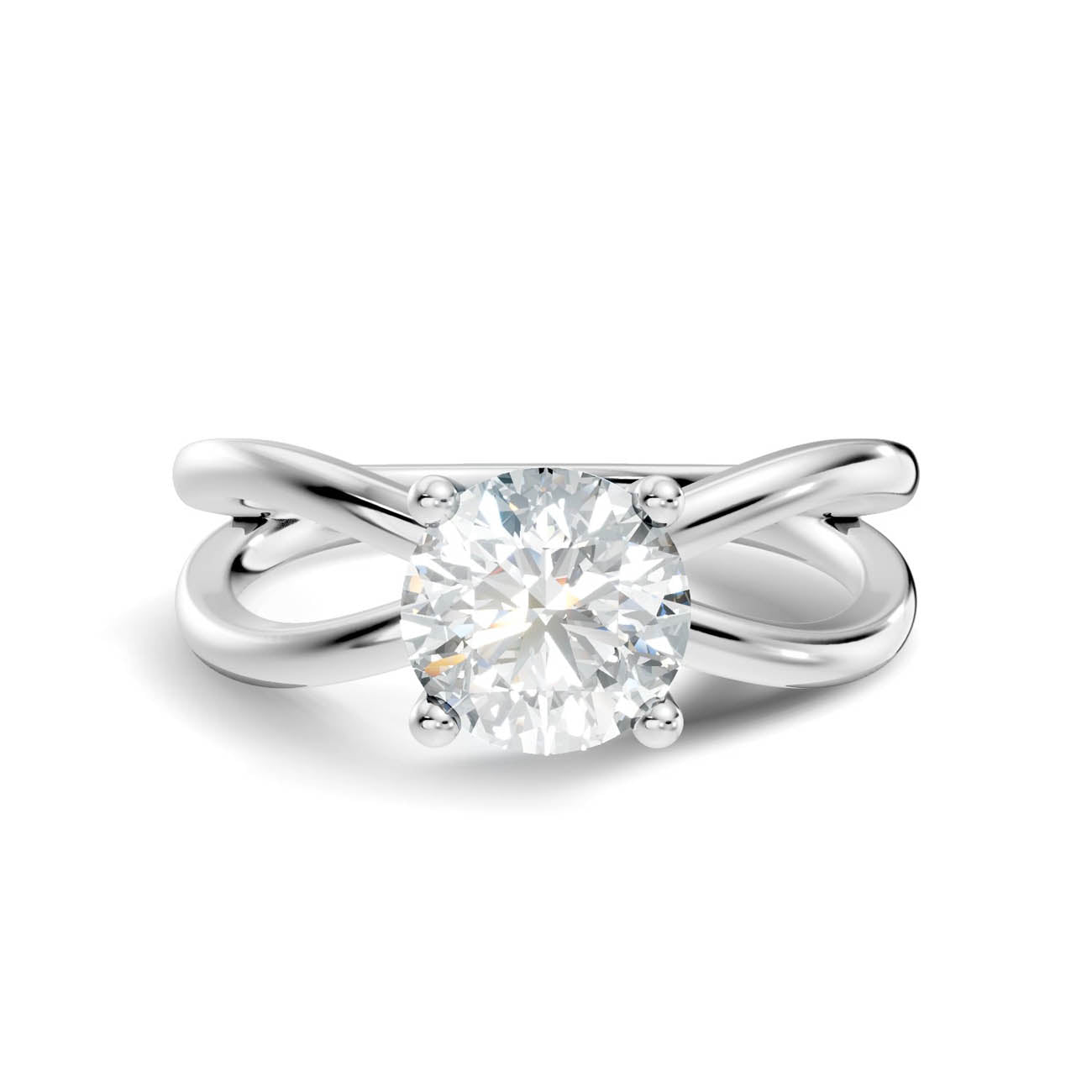 1.00 Ct. Round Brilliant Diamond Crossover Solitaire Ring (23-a copy) 10