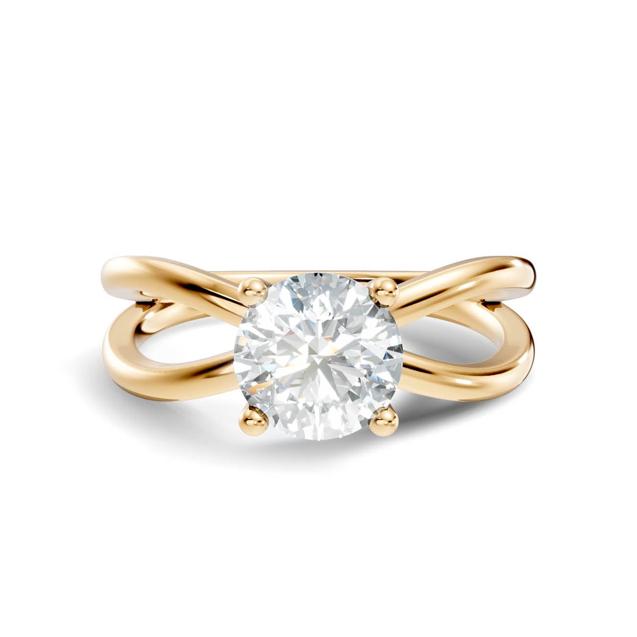 1.00 Ct. Round Brilliant Diamond Crossover Solitaire Ring (23-a copy) 3