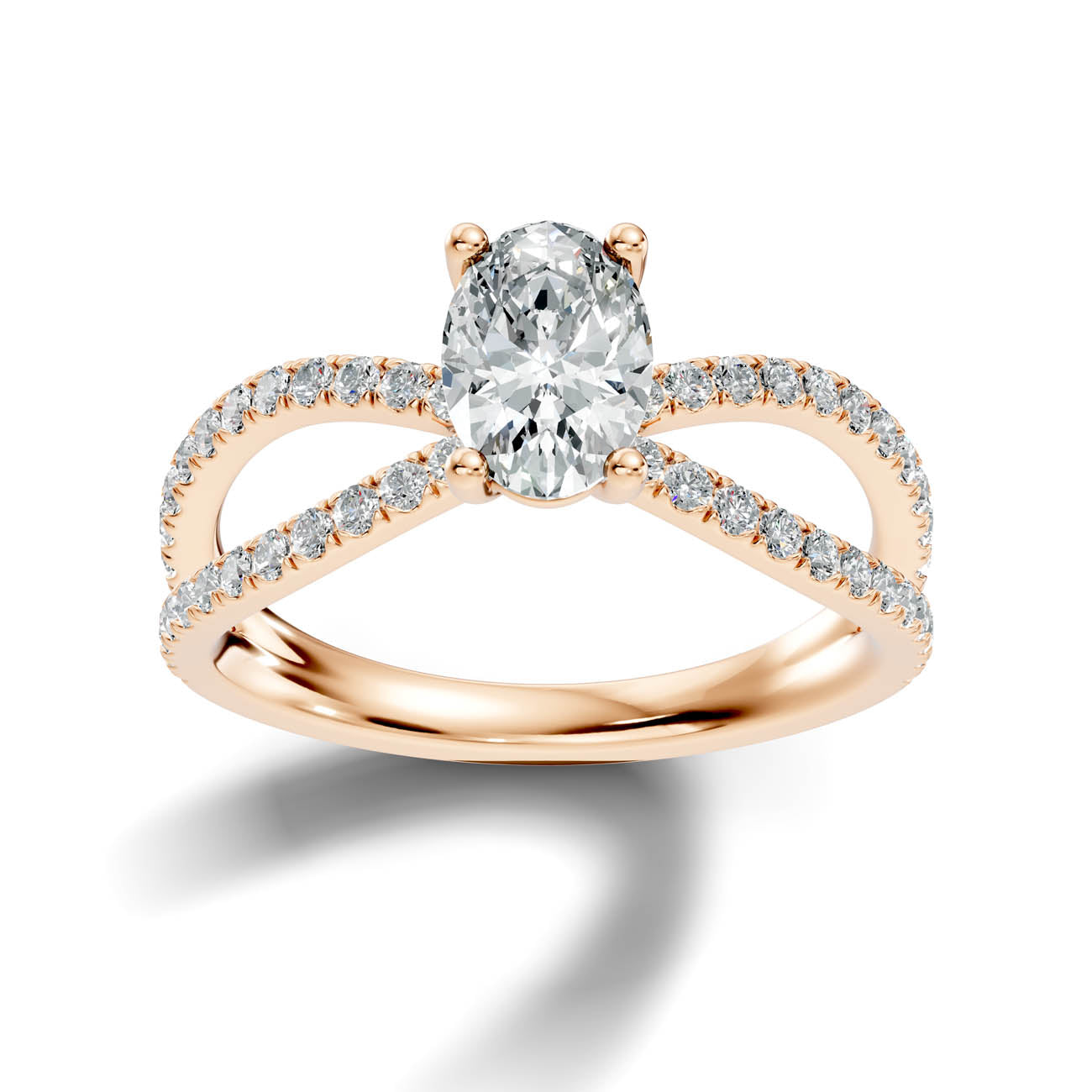 1.40 Ct. Oval Diamond Ring with Crisscross Pavé Split Shank (23-b) 7