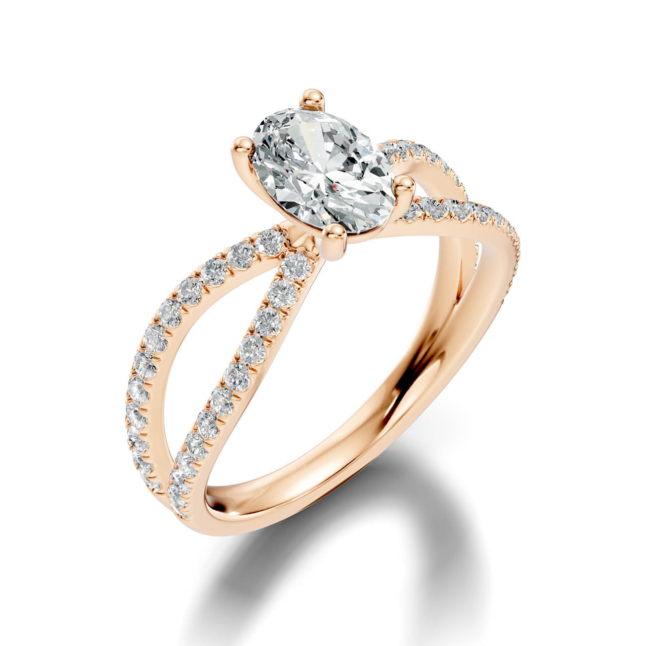 1.40 Ct. Oval Diamond Ring with Crisscross Pavé Split Shank (23-b) 9