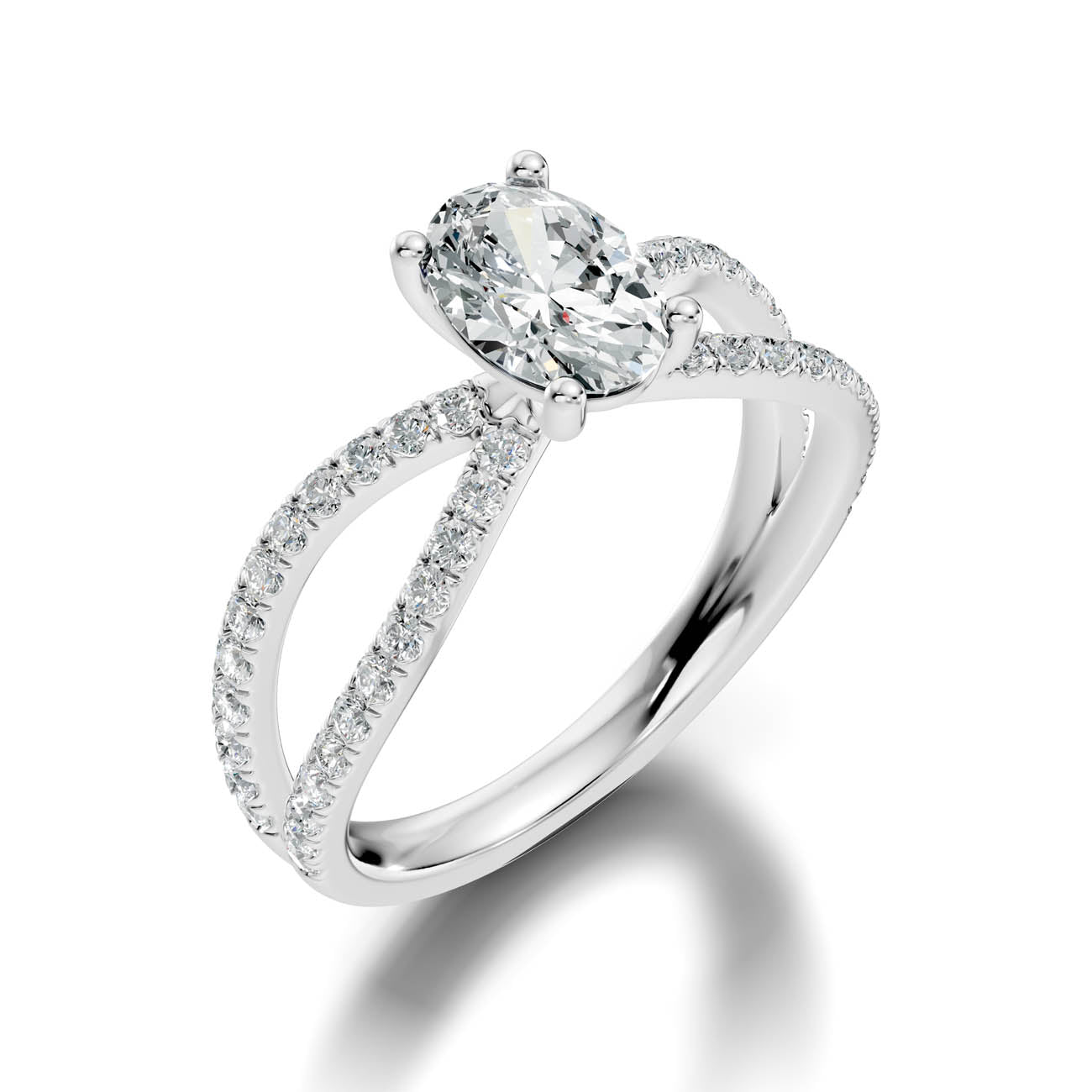 1.40 Ct. Oval Diamond Ring with Crisscross Pavé Split Shank (23-b) 13