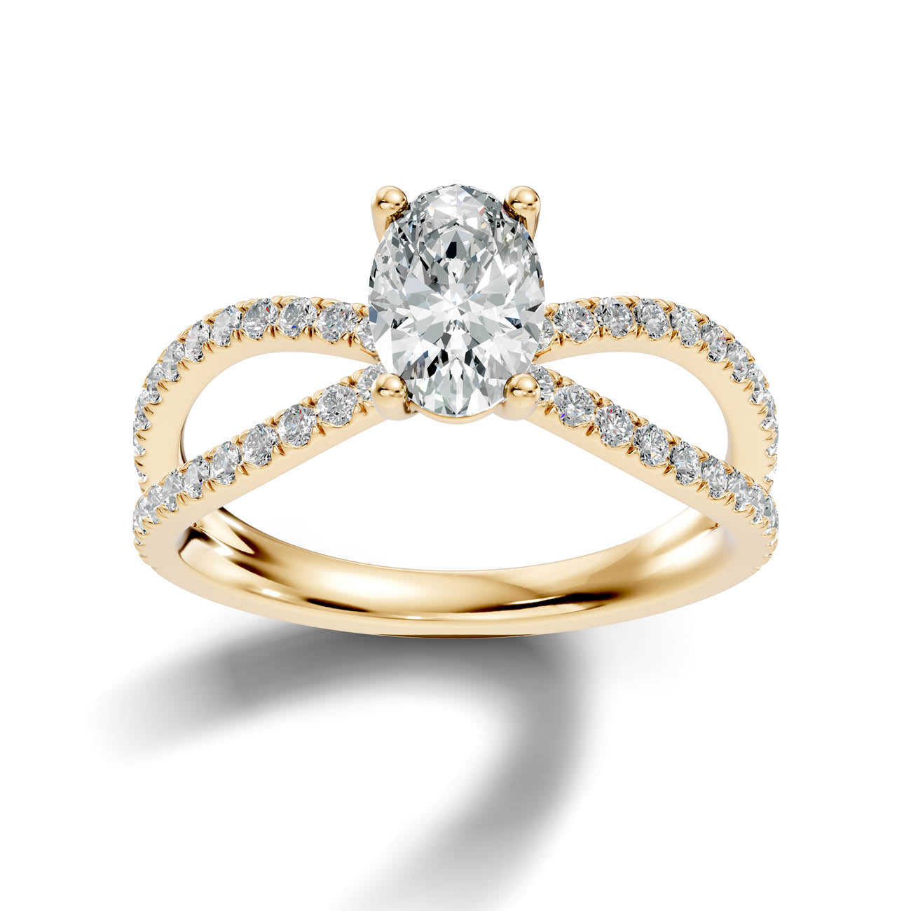 1.40 Ct. Oval Diamond Ring with Crisscross Pavé Split Shank (23-b) 4