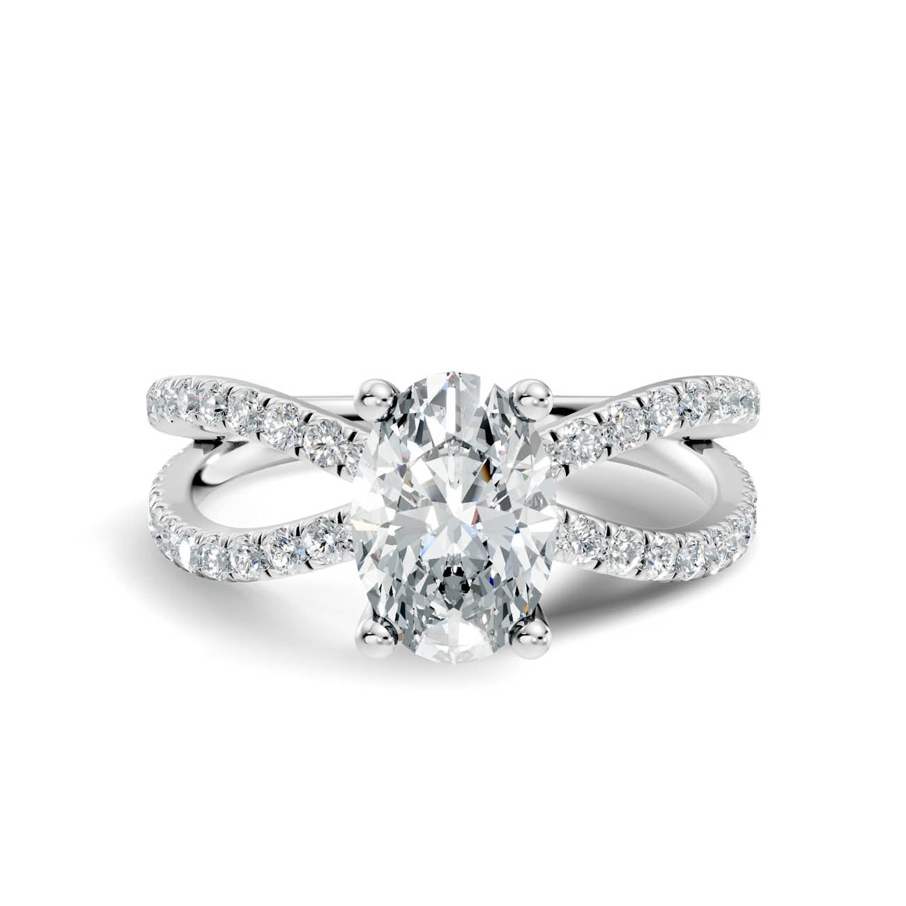 1.40 Ct. Oval Diamond Ring with Crisscross Pavé Split Shank (23-b) 10