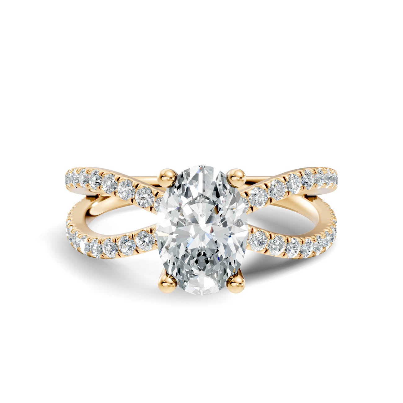1.40 Ct. Oval Diamond Ring with Crisscross Pavé Split Shank (23-b) 3