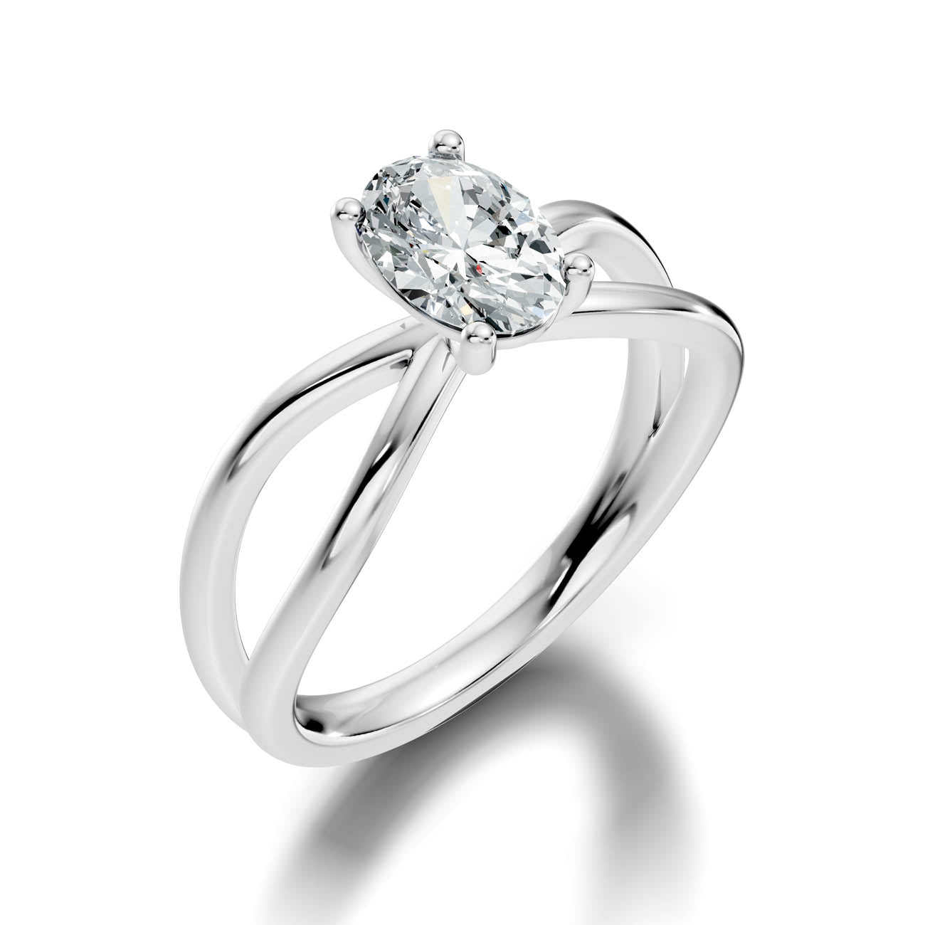 1.00 Ct. Oval Diamond Solitaire Crossover Ring with Four-Prong Setting (23-b copy) 14