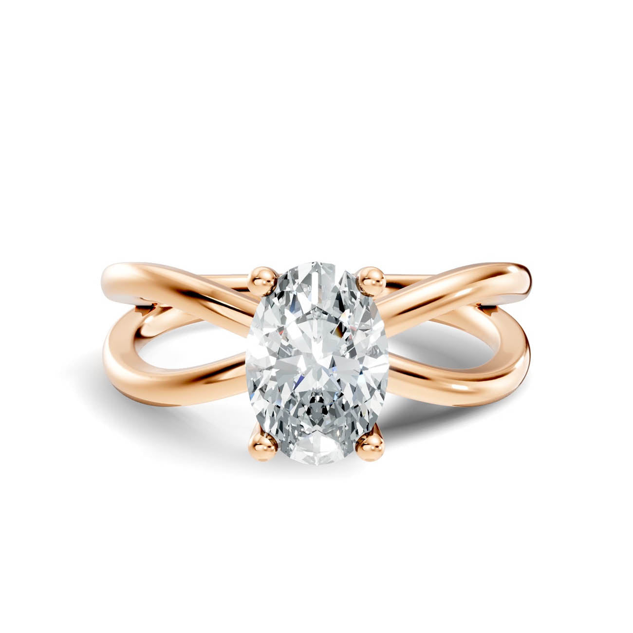 1.00 Ct. Oval Diamond Solitaire Crossover Ring with Four-Prong Setting (23-b copy) 6