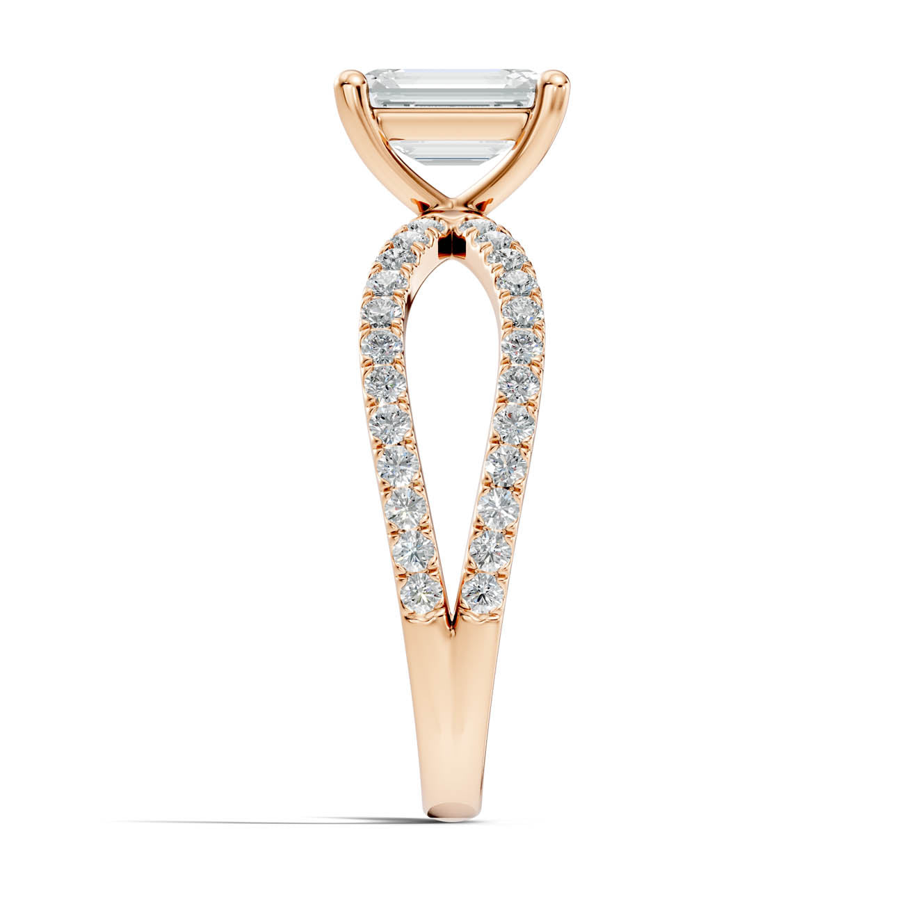1.40 Ct. Emerald Cut Diamond Pavé Crossover Ring with Four-Prong Setting (23-c) 5