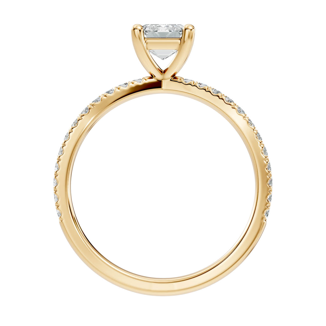 1.40 Ct. Emerald Cut Diamond Pavé Crossover Ring with Four-Prong Setting (23-c) 15