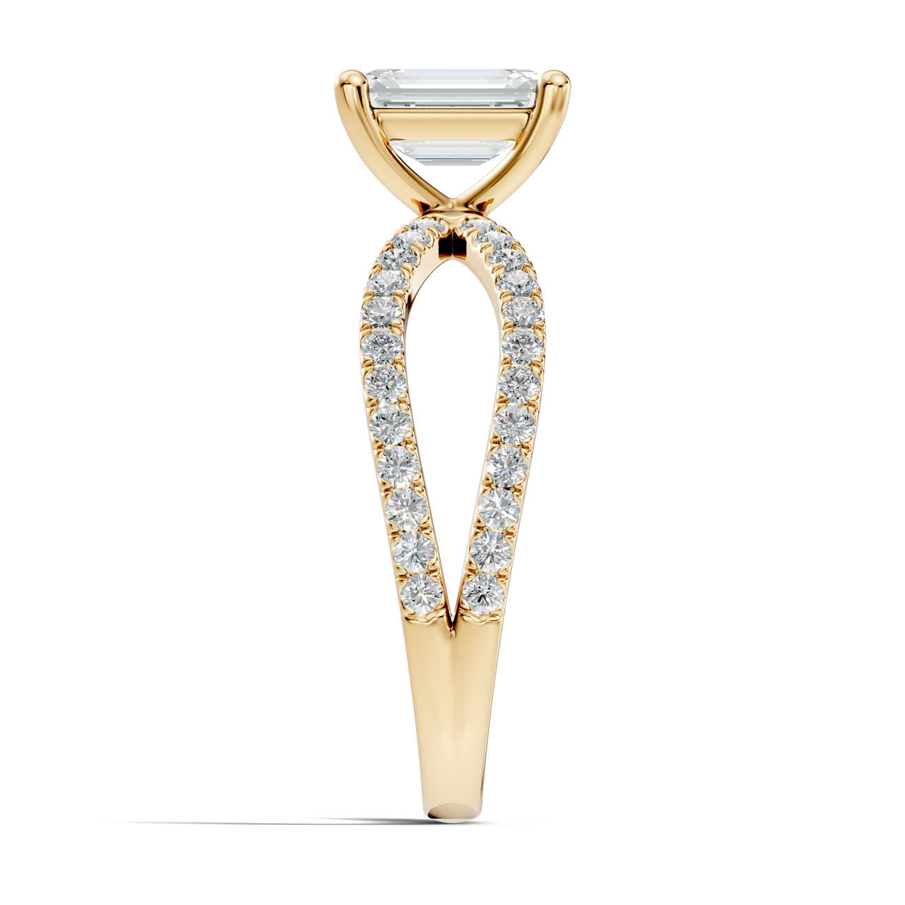 1.40 Ct. Emerald Cut Diamond Pavé Crossover Ring with Four-Prong Setting (23-c) 9