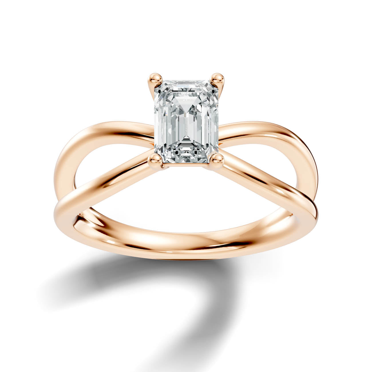 1.00 Ct. Emerald Cut Diamond Crossover Solitaire Ring (23-c copy) 7