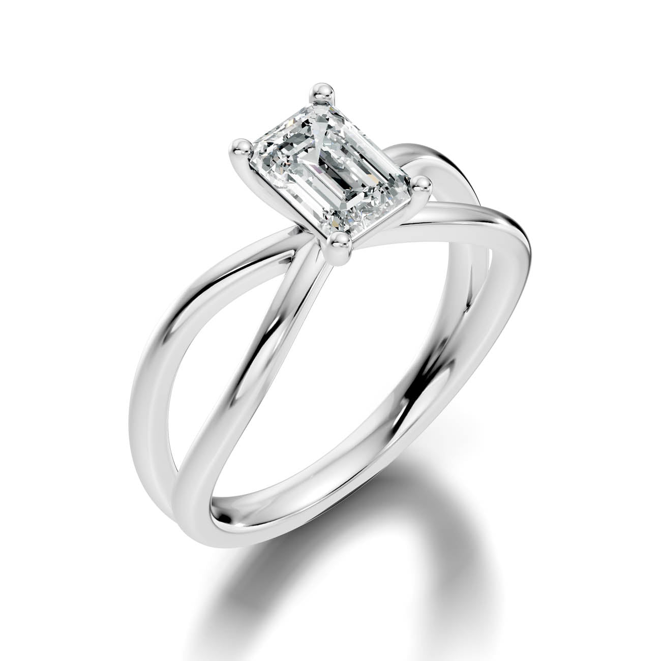 1.00 Ct. Emerald Cut Diamond Crossover Solitaire Ring (23-c copy) 13