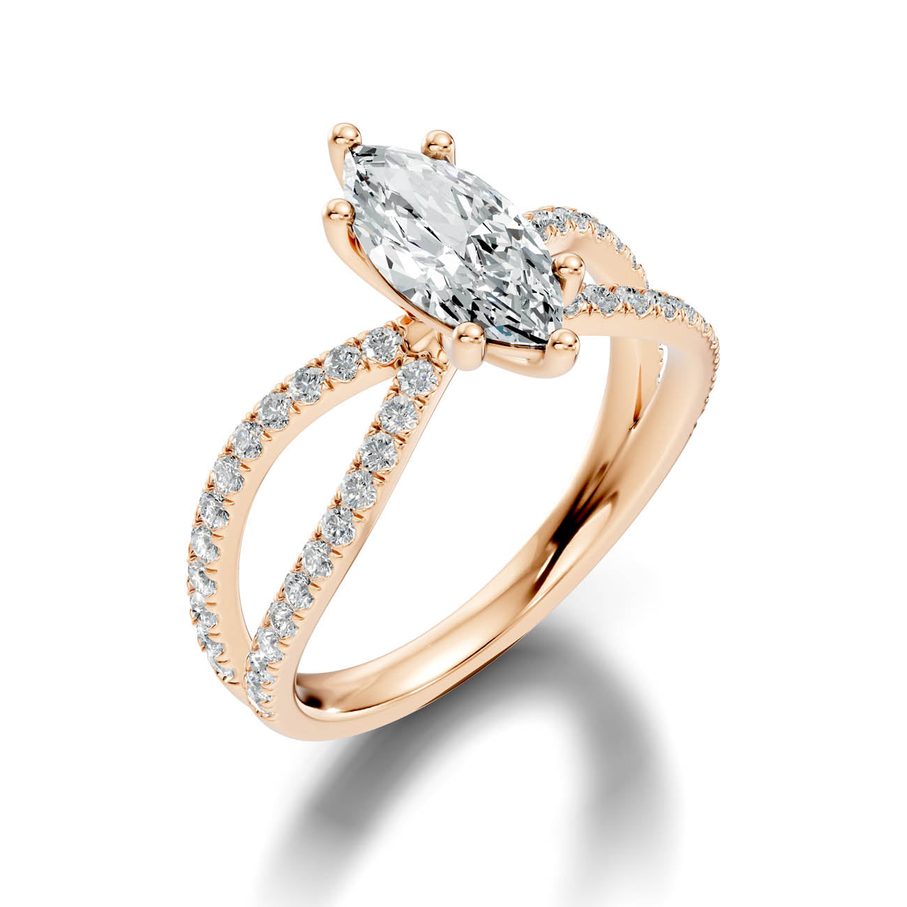 1.40 Ct. Marquise Diamond Crossover Ring with Pavé Band (23-d) 10