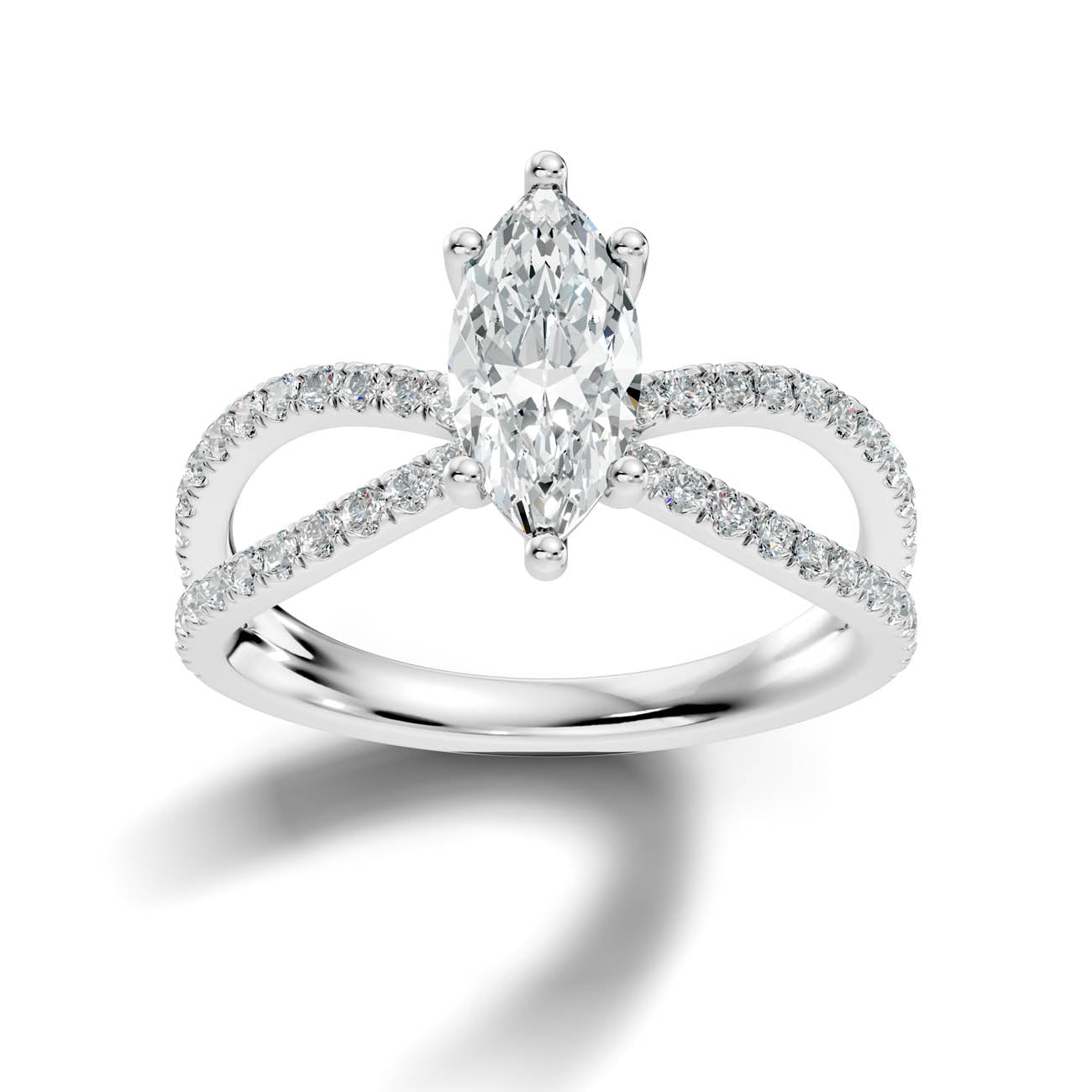 1.40 Ct. Marquise Diamond Crossover Ring with Pavé Band (23-d)