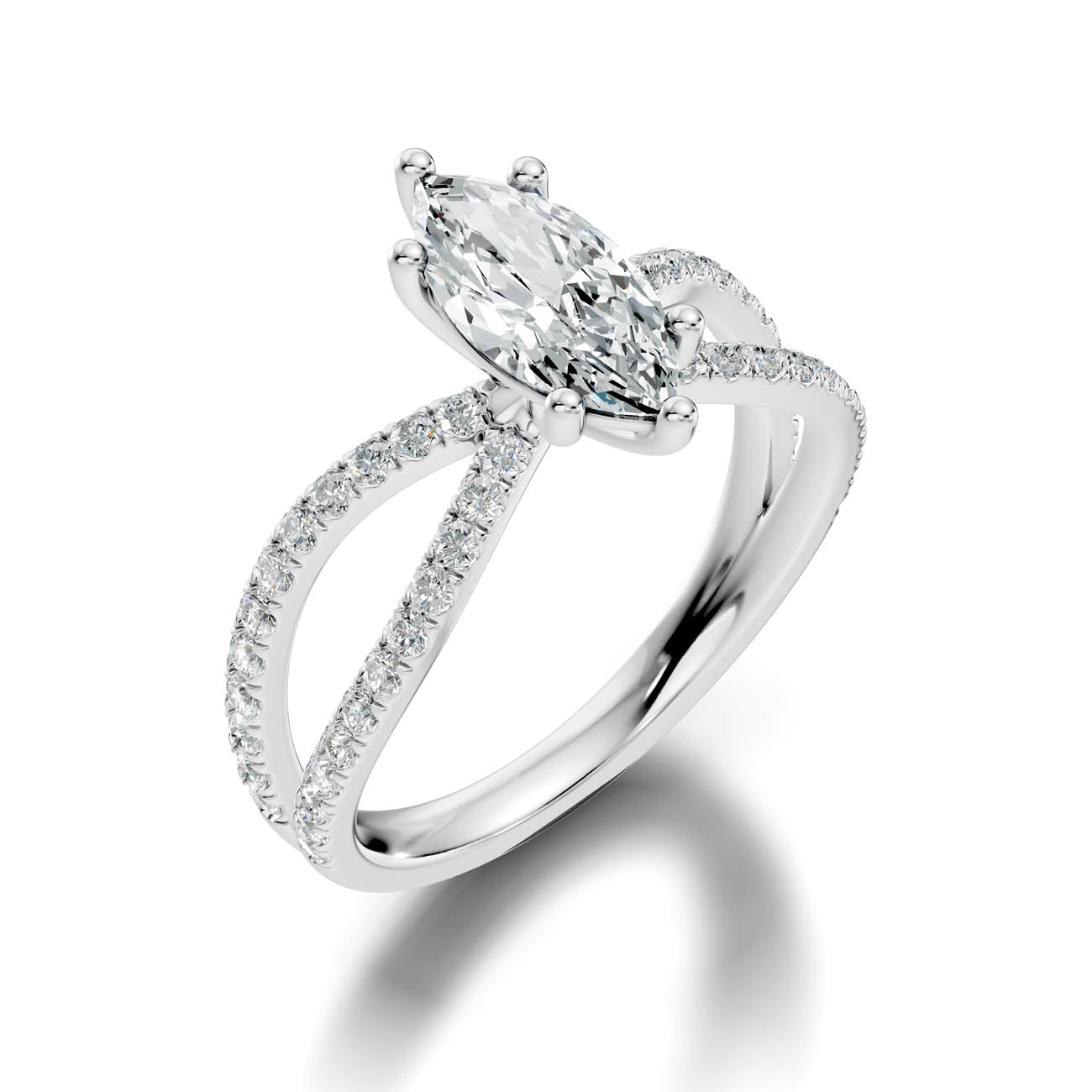 1.40 Ct. Marquise Diamond Crossover Ring with Pavé Band (23-d) 14